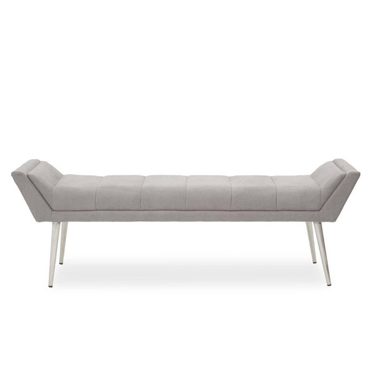 Gilden Bench - Grey Fabric with Silver Angular Legs
