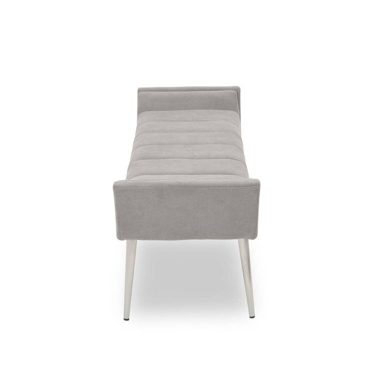 Gilden Bench - Grey Fabric with Silver Angular Legs