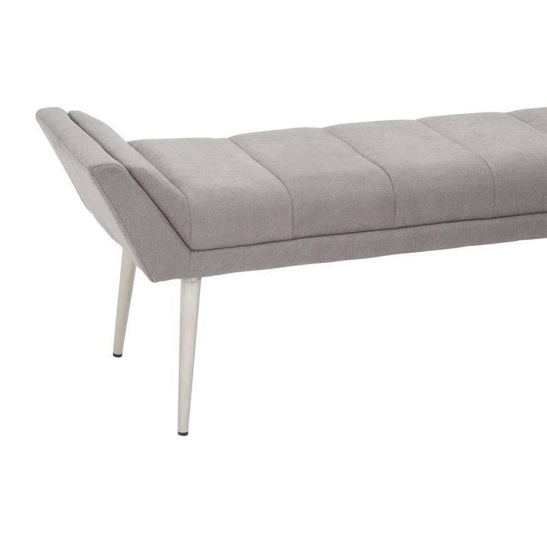 Gilden Bench - Grey Fabric with Silver Angular Legs