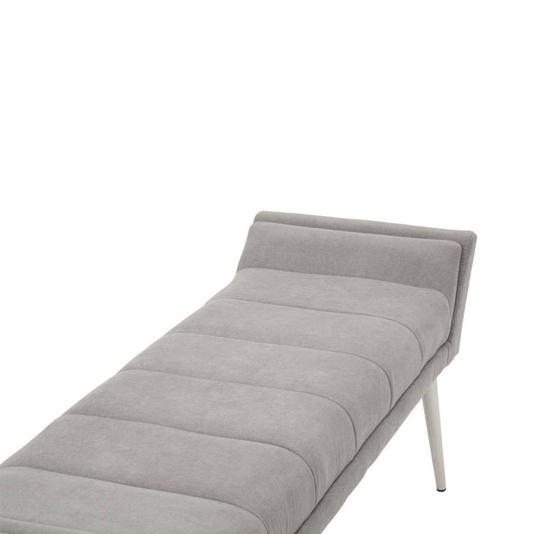 Gilden Bench - Grey Fabric with Silver Angular Legs