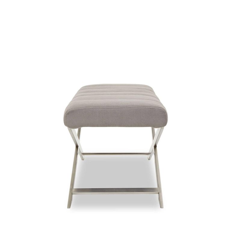 Gilden Bench - Grey Fabric with Silver Cross Base