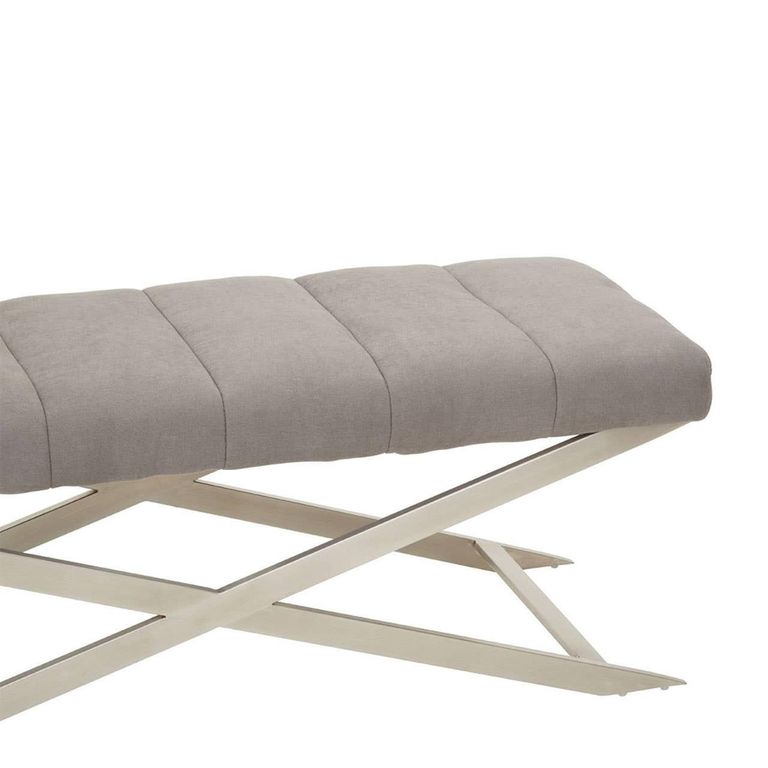 Gilden Bench - Grey Fabric with Silver Cross Base