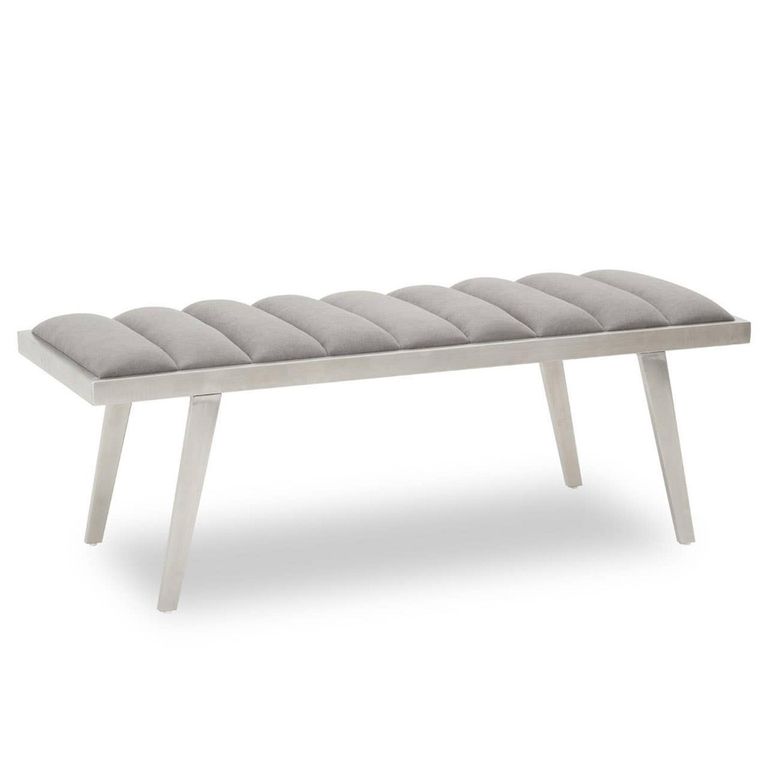Gilden Bench - Grey Fabric with Silver Splayed Legs