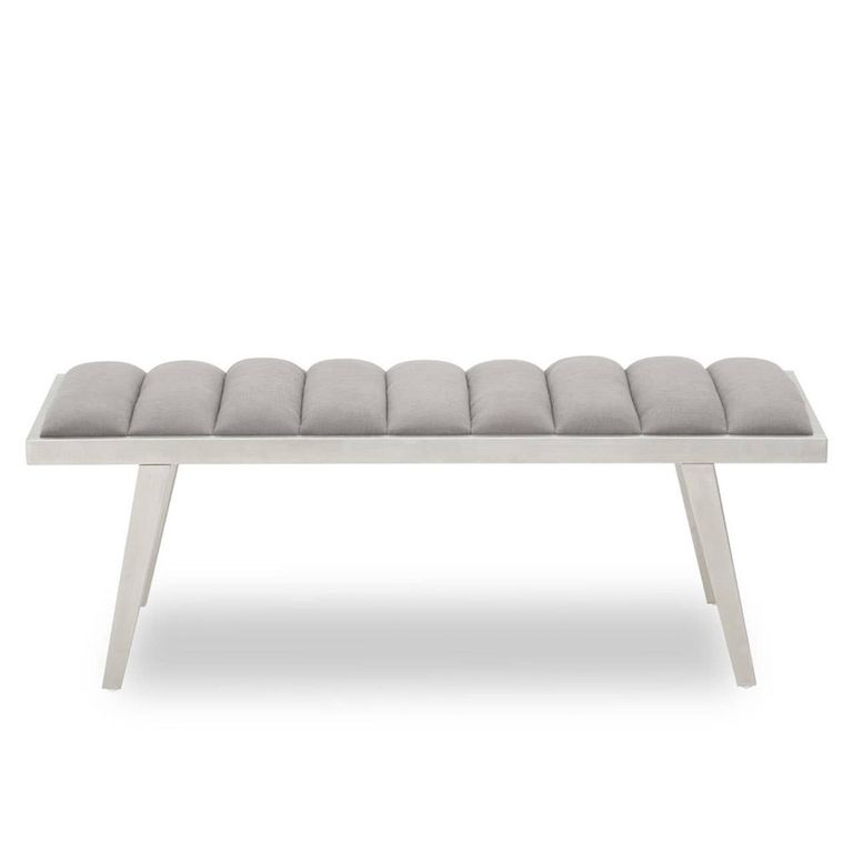 Gilden Bench - Grey Fabric with Silver Splayed Legs