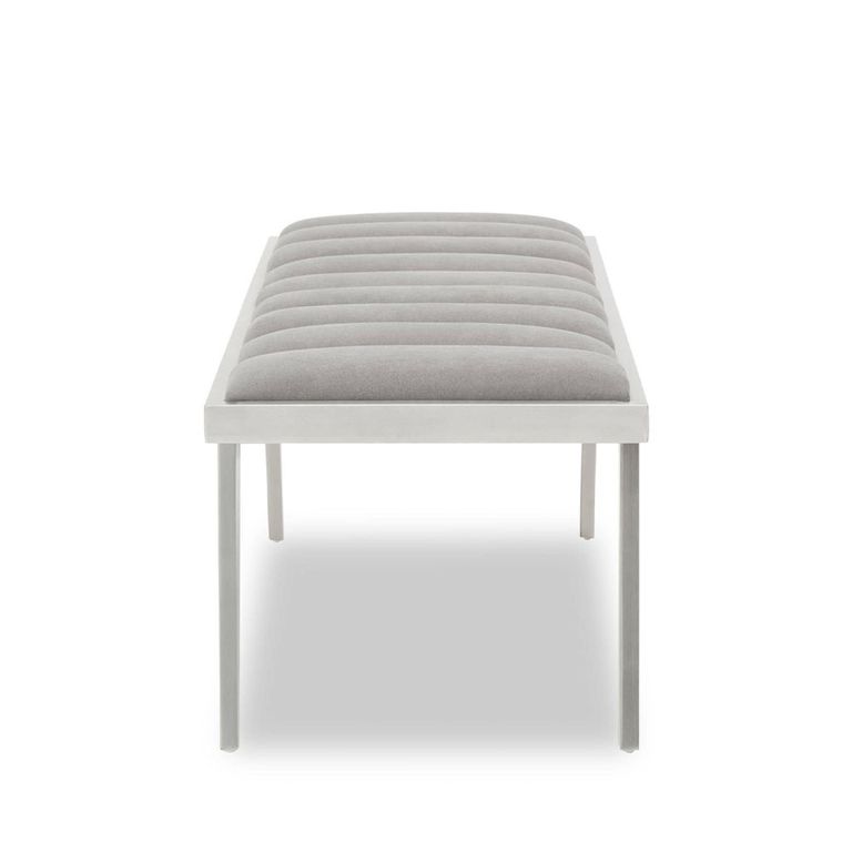 Gilden Bench - Grey Fabric with Silver Splayed Legs