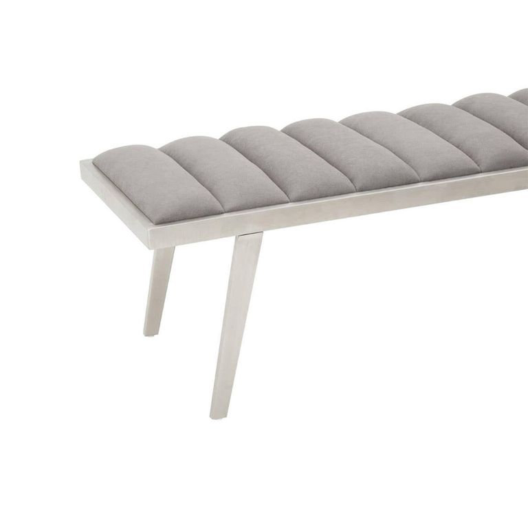 Gilden Bench - Grey Fabric with Silver Splayed Legs