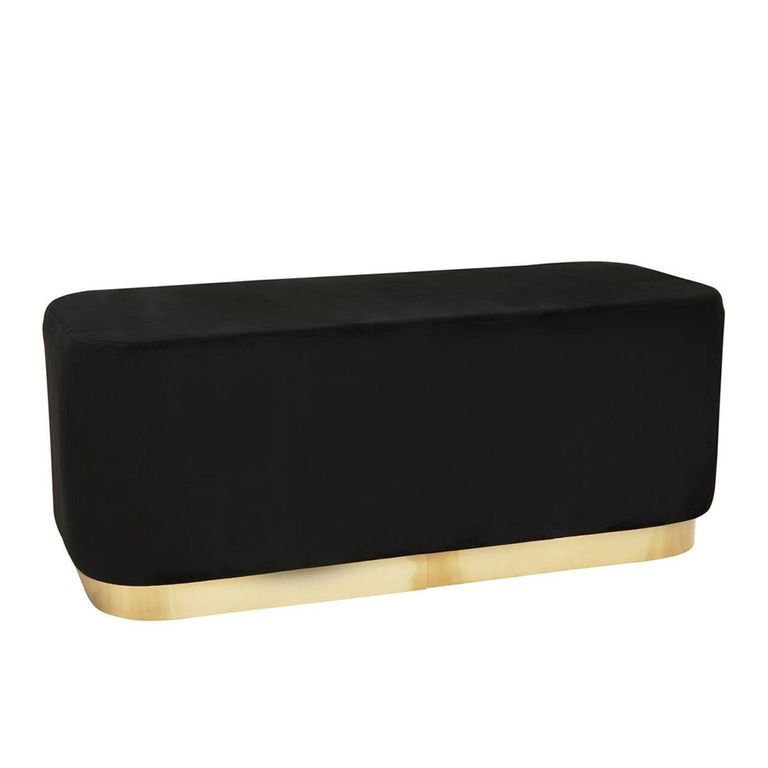 Hartford Bench - Black Velvet Fabric