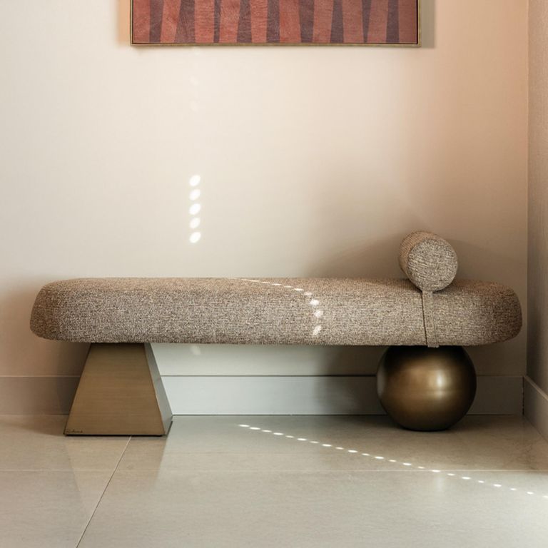 Geneva Hall Bench - Brown - Fabric and Metal