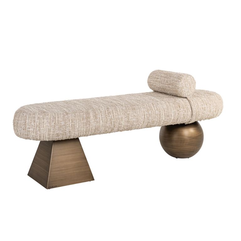 Geneva Hall Bench - Beige - Fabric and Metal