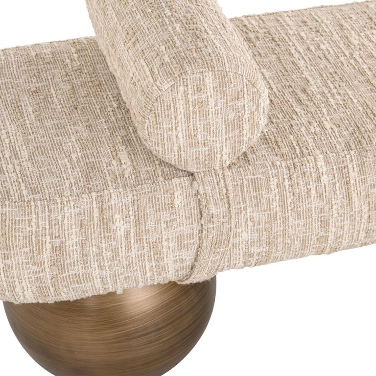 Geneva Hall Bench - Beige - Fabric and Metal