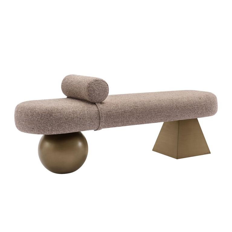 Geneva Hall Bench - Brown - Fabric and Metal