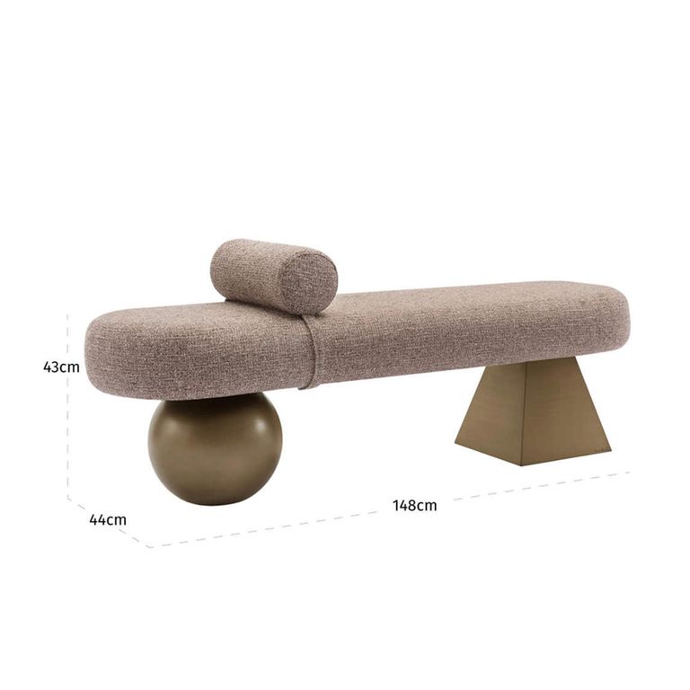 Geneva Hall Bench - Brown - Fabric and Metal