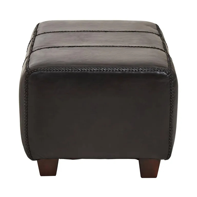 Inca Footstool - Black Leather