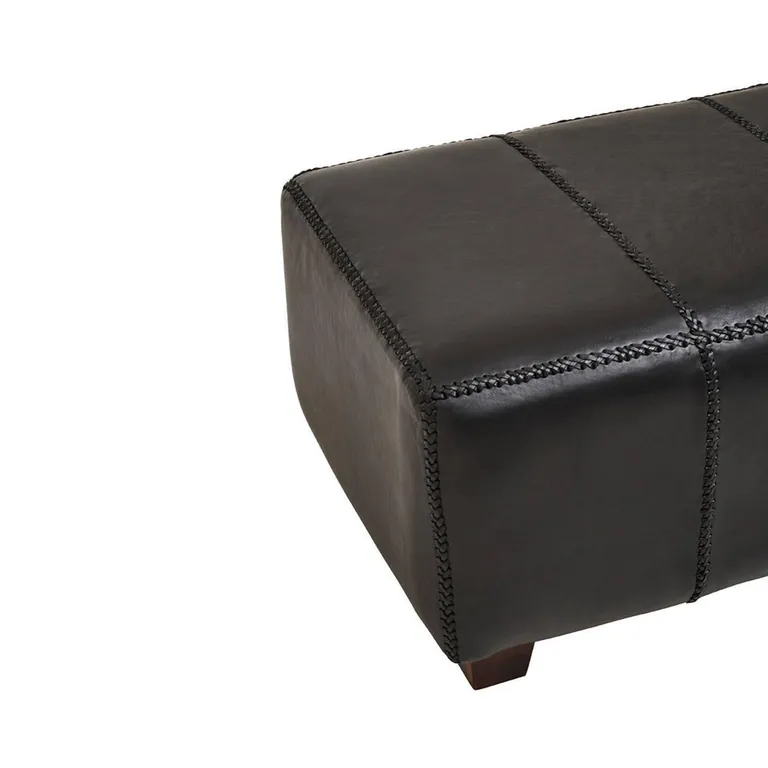 Inca Footstool - Black Leather