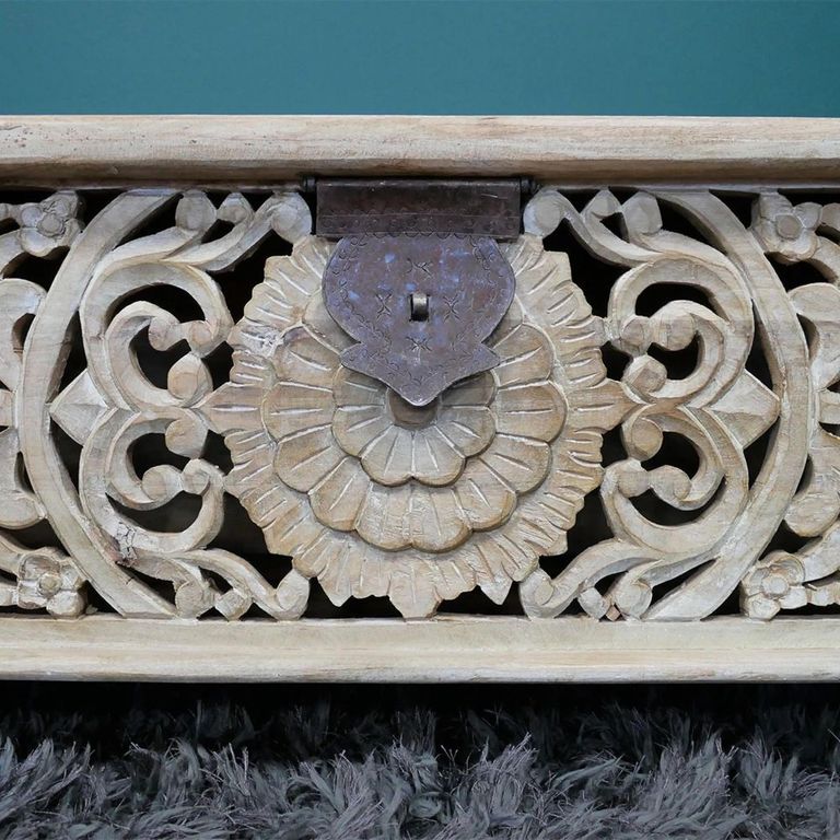 Clearance - Storage Bench - Carved Mango Wood - FSS17366