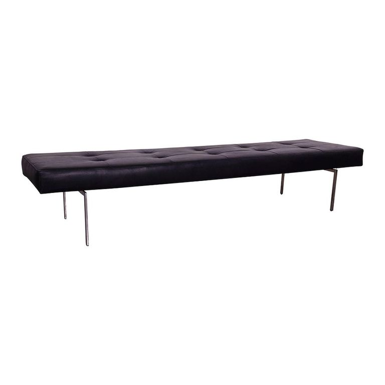 Darell Tufted Bench - Black - Leather and Metal