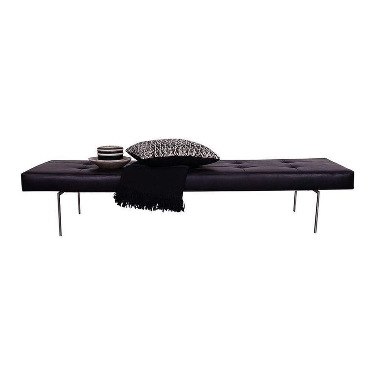 Darell Tufted Bench - Black - Leather and Metal