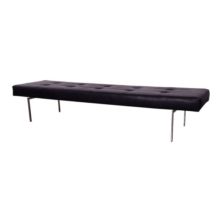 Darell Tufted Bench - Black - Leather and Metal