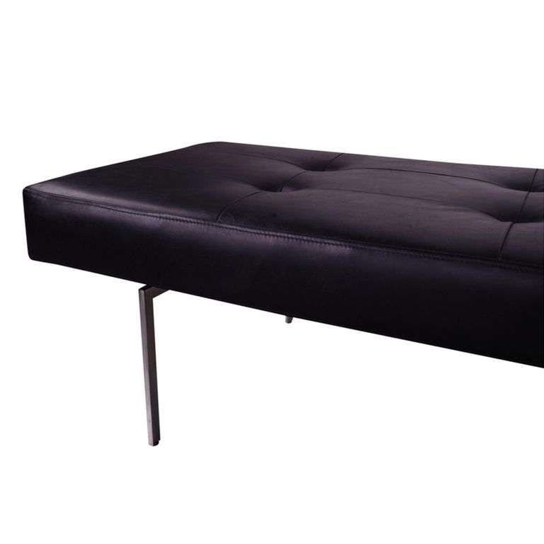 Darell Tufted Bench - Black - Leather and Metal