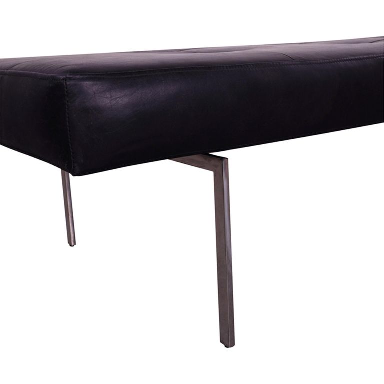 Darell Tufted Bench - Black - Leather and Metal