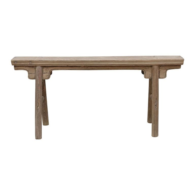 Unique One of a Kind - Distressed Bench - Trestle Legs - Natural - Elm Wood