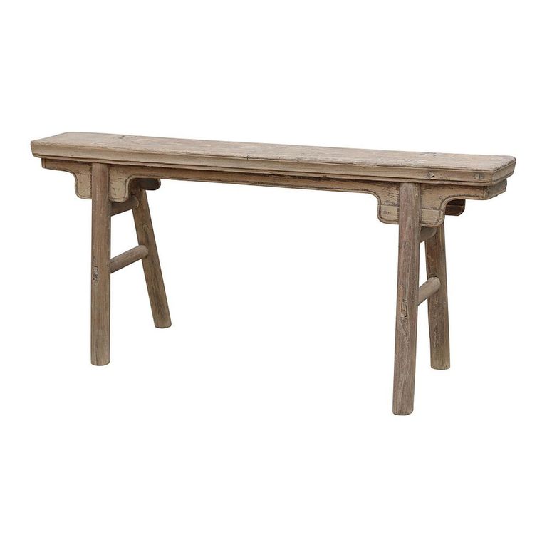 Unique One of a Kind - Distressed Bench - Trestle Legs - Natural - Elm Wood
