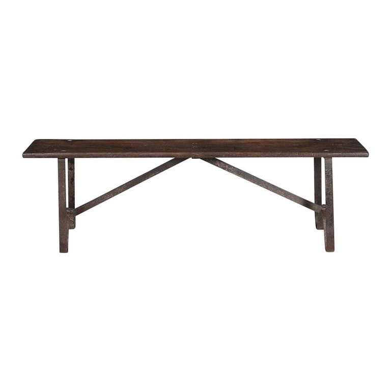 Unique One of a Kind - Industrial Bench - Hairpin Legs - Brown - Reclaimed Wood and Metal