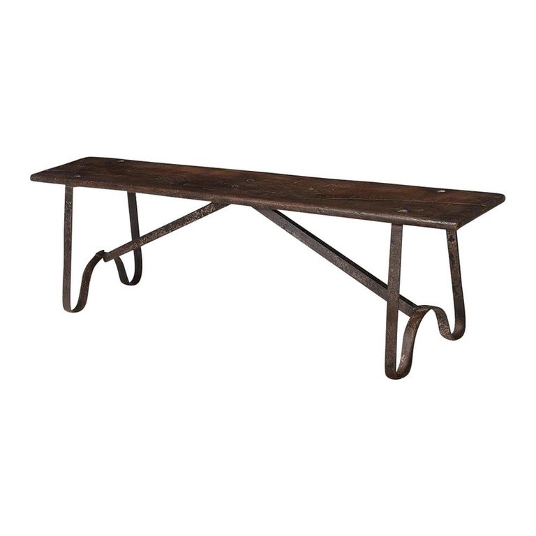 Unique One of a Kind - Industrial Bench - Hairpin Legs - Brown - Reclaimed Wood and Metal