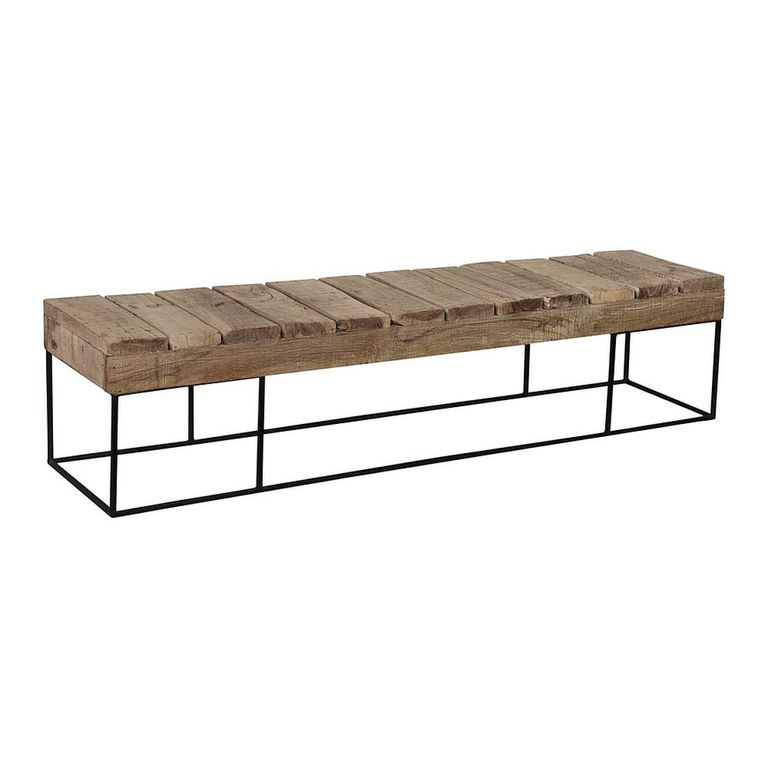 Unique One of a Kind - Industrial Bench - Natural and Black - Reclaimed Wood and Metal