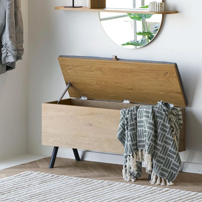 Barco Storage Bench - Grey and Natural - Fabric and Wooden