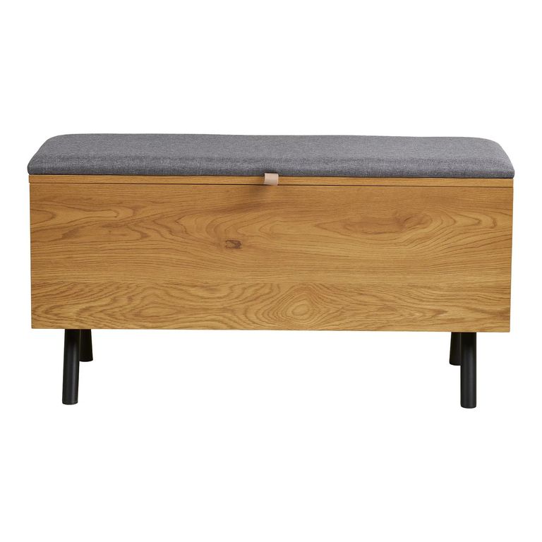 Barco Storage Bench - Grey and Natural - Fabric and Wooden
