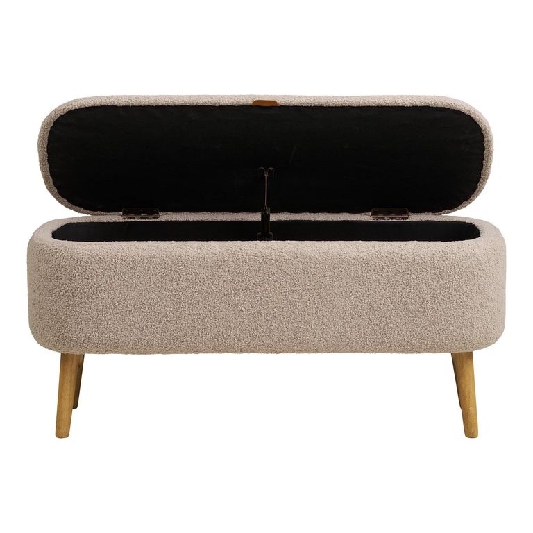 Harlow Storage Bench - Beige and Natural - Fabric and Rubberwood