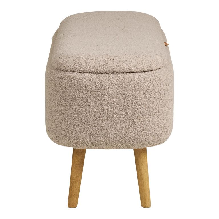 Harlow Storage Bench - Beige and Natural - Fabric and Rubberwood