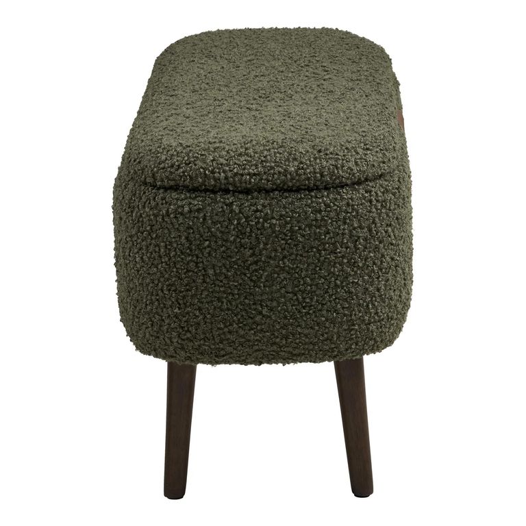 Harlow Storage Bench - Green and Black - Fabric and Rubberwood