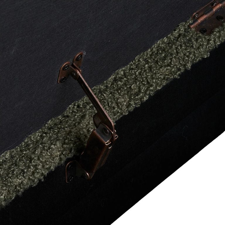 Harlow Storage Bench - Green and Black - Fabric and Rubberwood