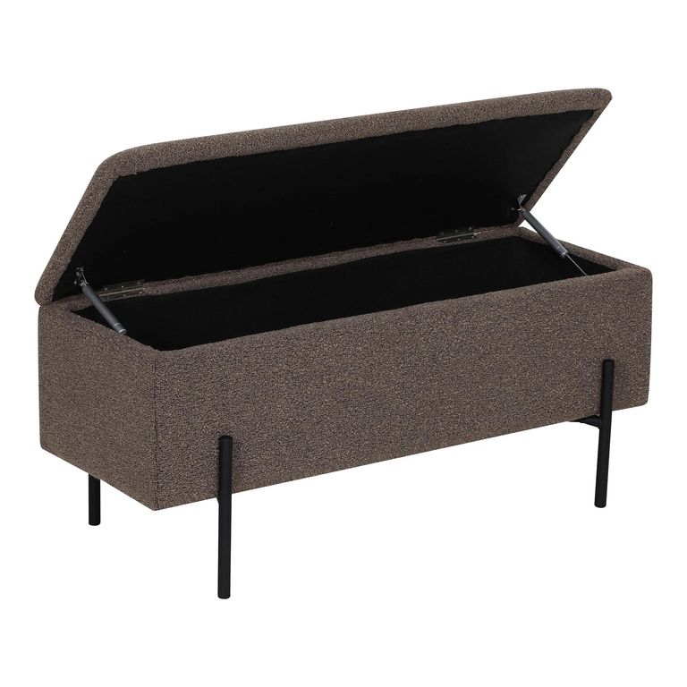 Watford Storage Bench - Dark Grey Boucle - Fabric and Metal