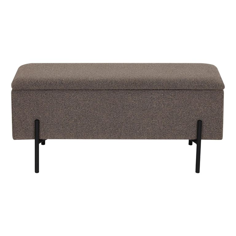 Watford Storage Bench - Dark Grey Boucle - Fabric and Metal