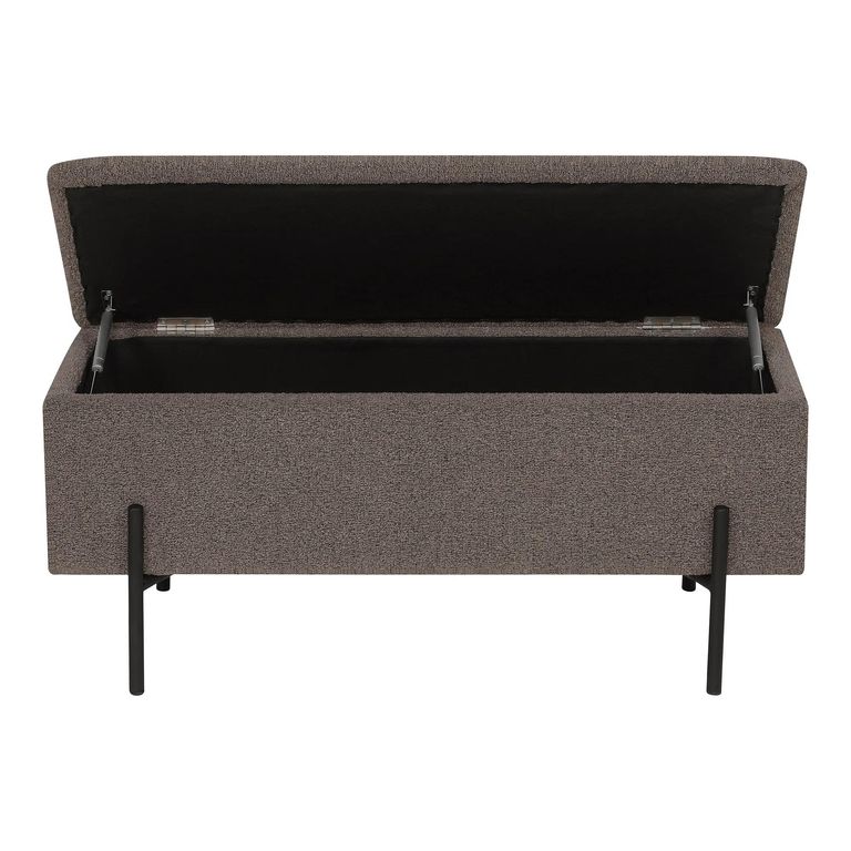 Watford Storage Bench - Dark Grey Boucle - Fabric and Metal
