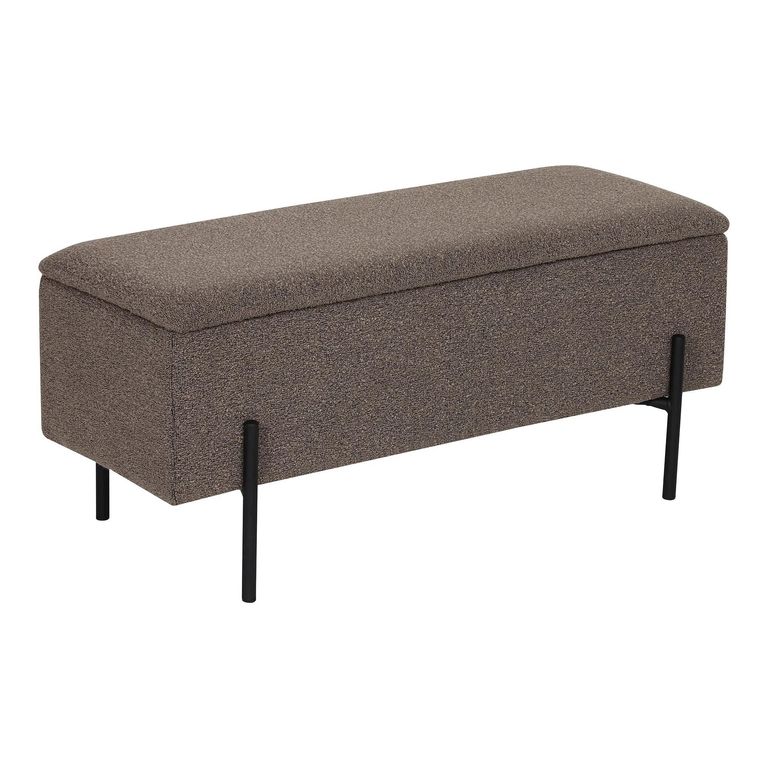 Watford Storage Bench - Dark Grey Boucle - Fabric and Metal