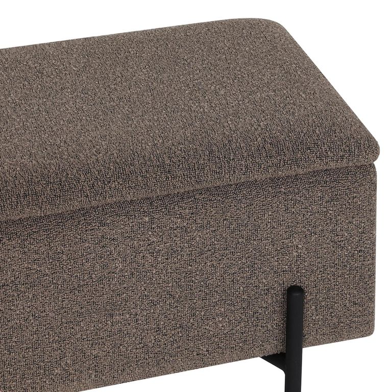 Watford Storage Bench - Dark Grey Boucle - Fabric and Metal