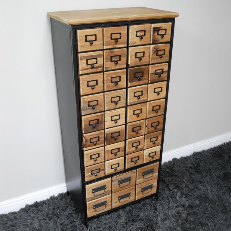 Cabinet - 3 Door - Fir Wood and Metal
