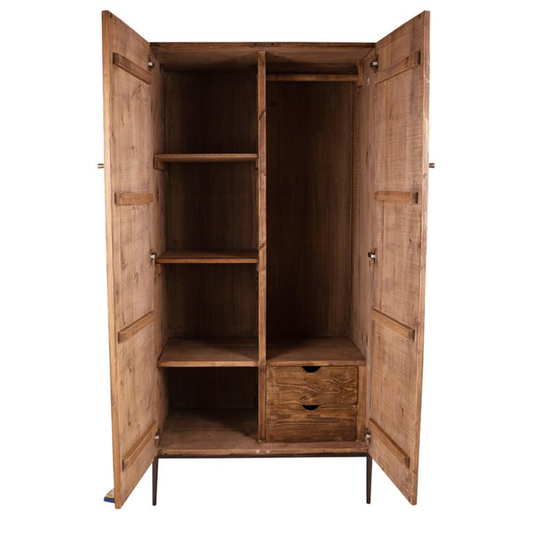 Tacca Carved Cabinet - 2 Door - 2 Drawer - Brown - Distressed Wood and Metal