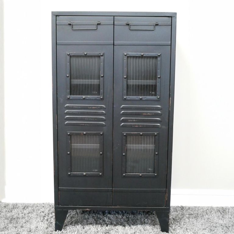Cabinet - 2 Door - Black - Industrial - Metal