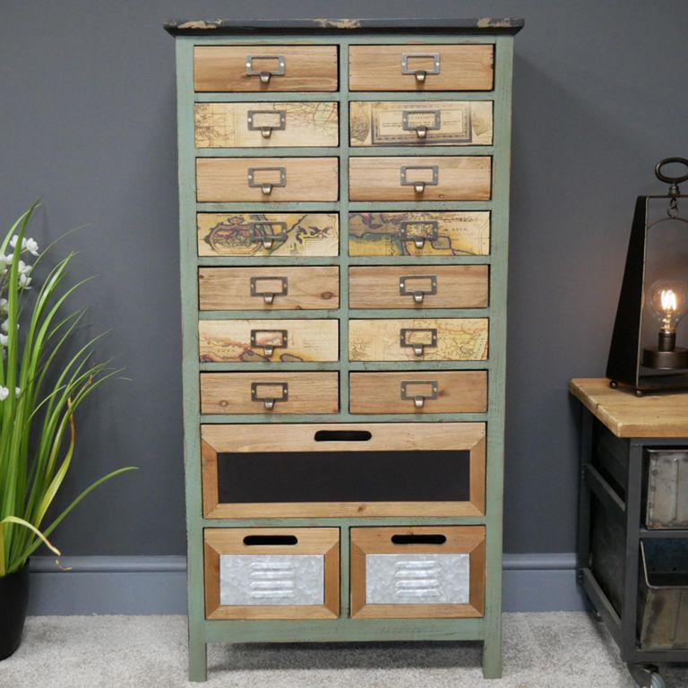 Storage Cabinet - Fir Wood - Multi Drawer - Apothecary - Large