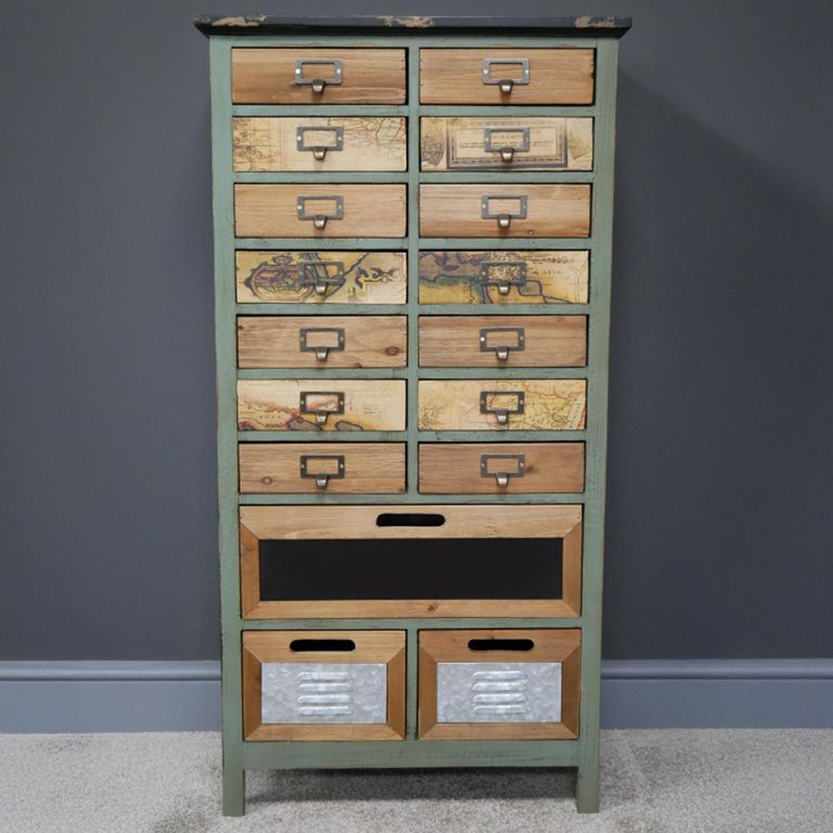 Storage Cabinet - Fir Wood - Multi Drawer - Apothecary - Large