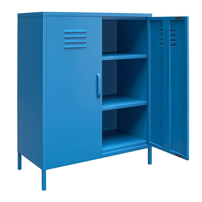 Novogratz Cache Locker Storage Cabinet - Blue - 2 Doors - 3384810COMNUK
