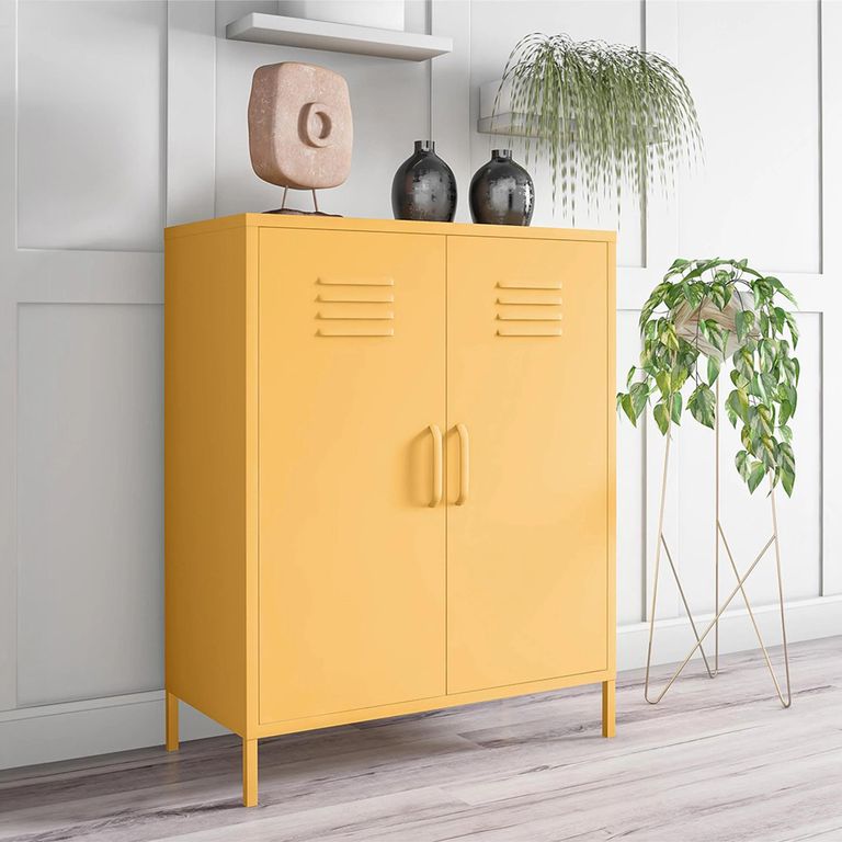 Novogratz Cache Locker Storage Cabinet - Yellow - 2 Doors - 3384814COMNUK
