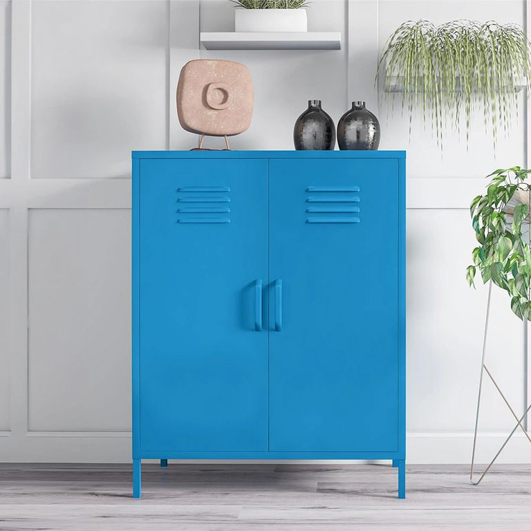 Novogratz Cache Locker Storage Cabinet - Blue - 2 Doors - 3384810COMNUK