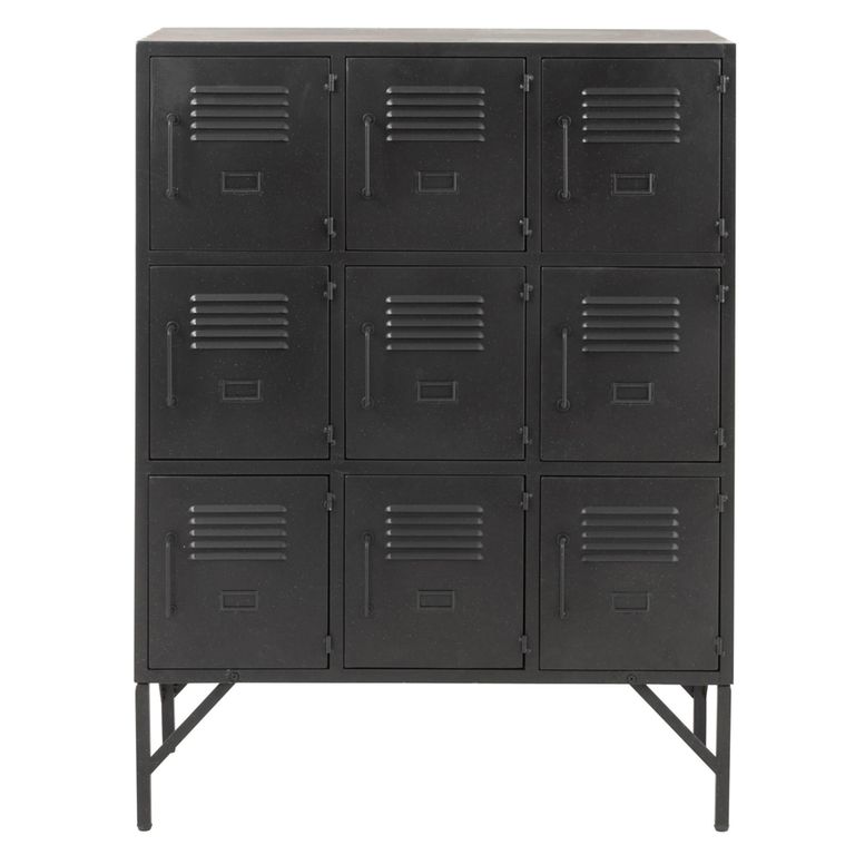 Locker Style Cupboard - 9 Door - Industrial Look - Black Metal