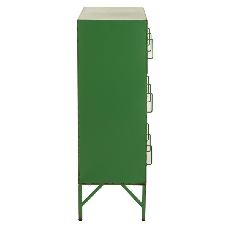 Locker Style Cupboard - 9 Door - Industrial Look - Green Distressed Metal